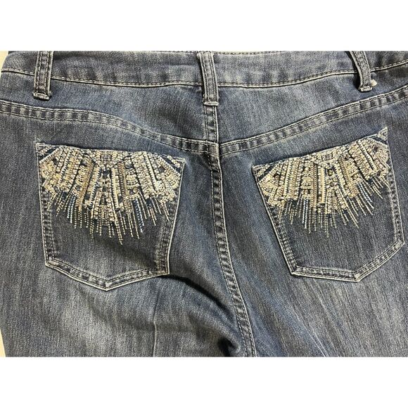 Embellished Silver Bling Pocket C Banks 8 Petite Cottage Boho Western  Straight - Picture 3 of 6
